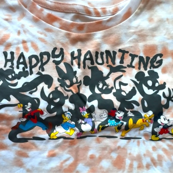 DISNEY Mickey and Friends “Happy Haunting” Cropped Tie-Dye T-Shirt - XS - NWT - Picture 2 of 8